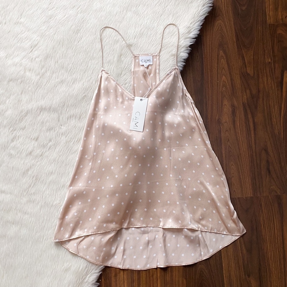 Cami NYC Blush Pink Polka Dot Satin Cami Tank